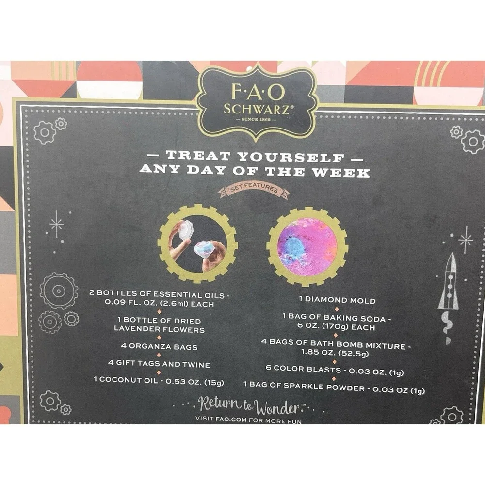 FAO Schwarz 25 Piece Calm Creations DIY Spa-Ready Bath Bomb Set for Kids New NIB